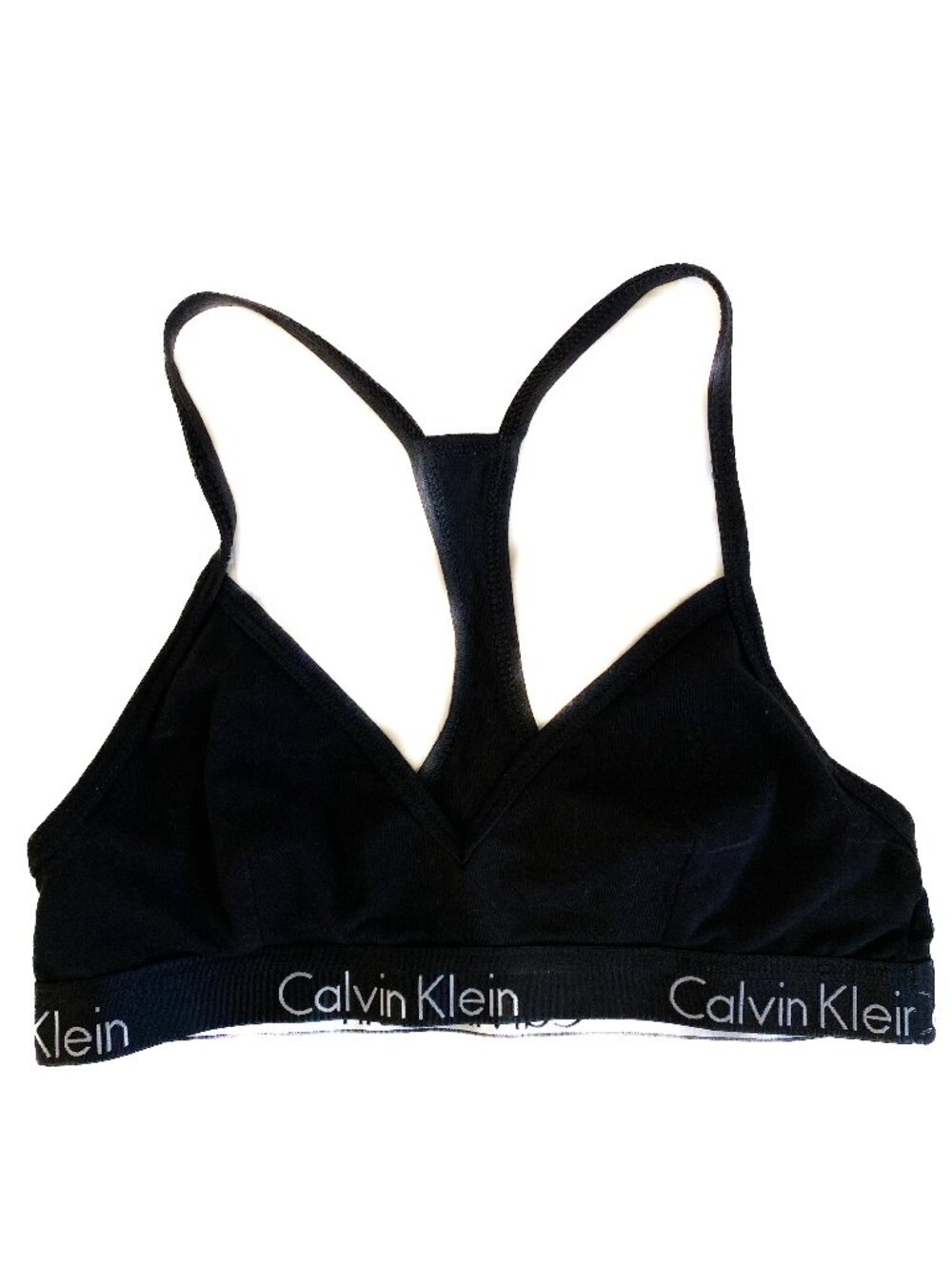 Calvin Klein Black Cotton Triangle Racerback Bralette Size Small